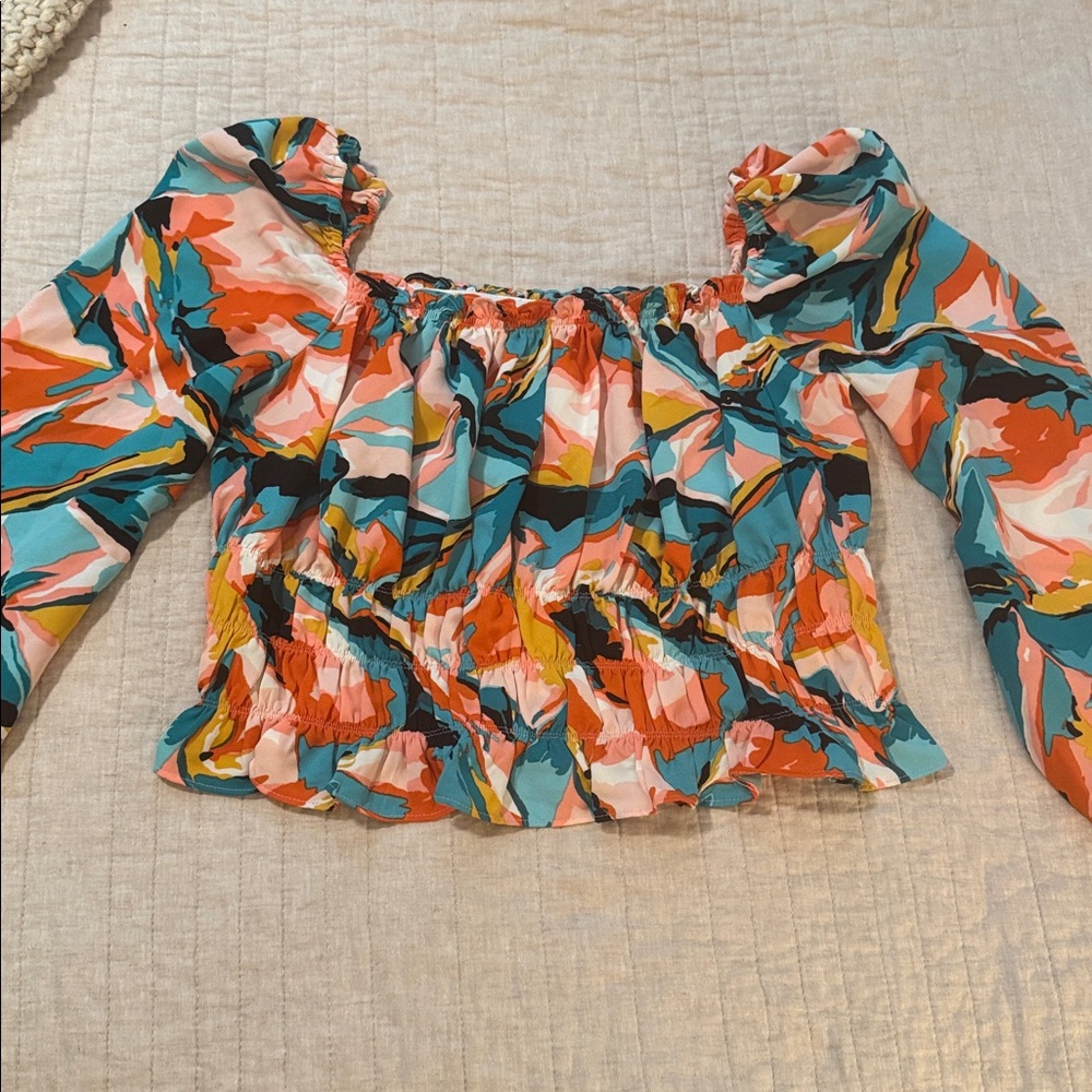 Bar III Multicolor Abstract Blouse